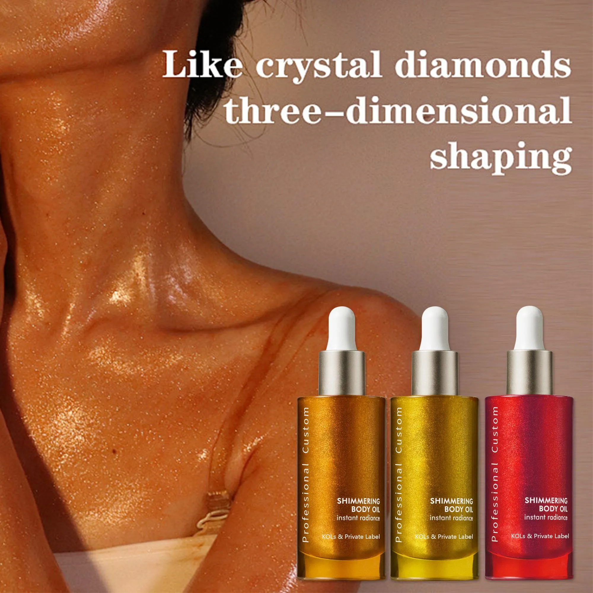 MLM Custom Long Lasting Moisturizing Organic Beauty Products Wholesale Vegan Shiny Private Label Shimmer Oil Body