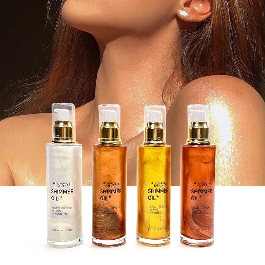 MLM Custom Makeup Organic Waterproof Liquid Body Glitter Face Highlighter Private Label Body Shimmer Oil