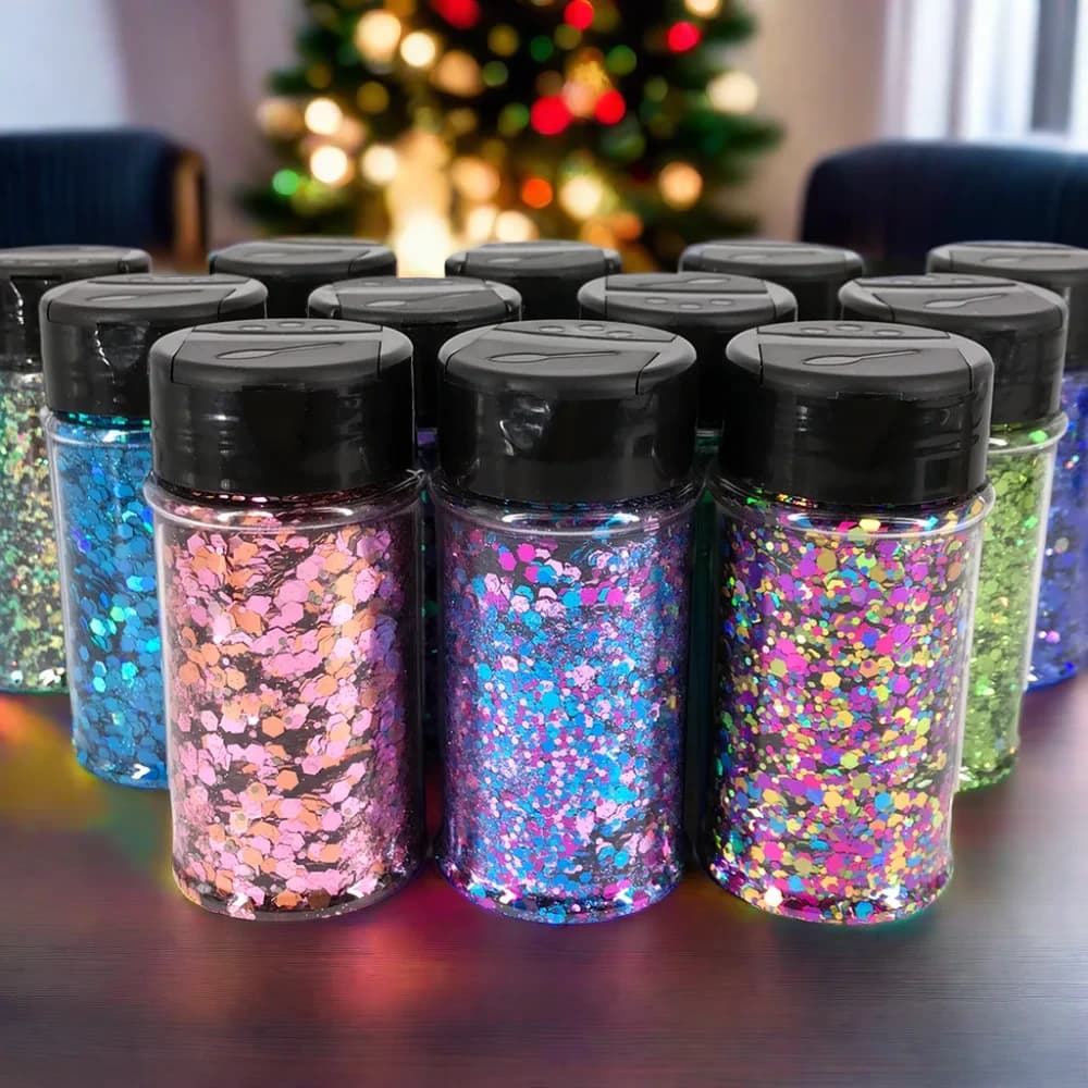 Glitter Supplier Customizes Wholesale 1oz 2oz Bulk Powder Glitter For Arts And Crafts Christmas Glitter Formulation
