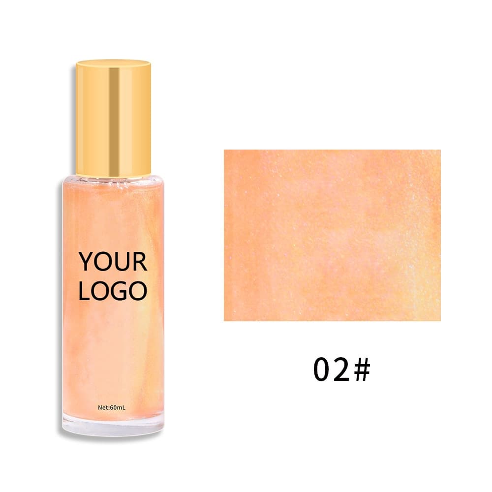Mlm Custom Makeup Organic Shimmering Spray Long Lasting Highlight Brighten Waterproof Dry Body Glow Shimmer Oil Setting Spray