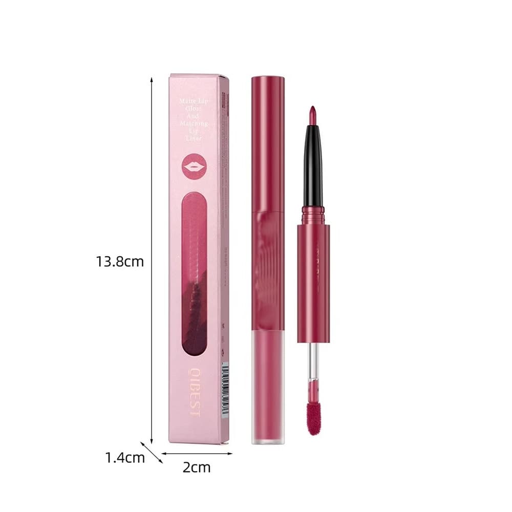 Private Logo 2 In 1 Lipstick Matte Velvet Lipliner & Lip Glass Moisturizing Long Lasting Lip Gloss Formulation