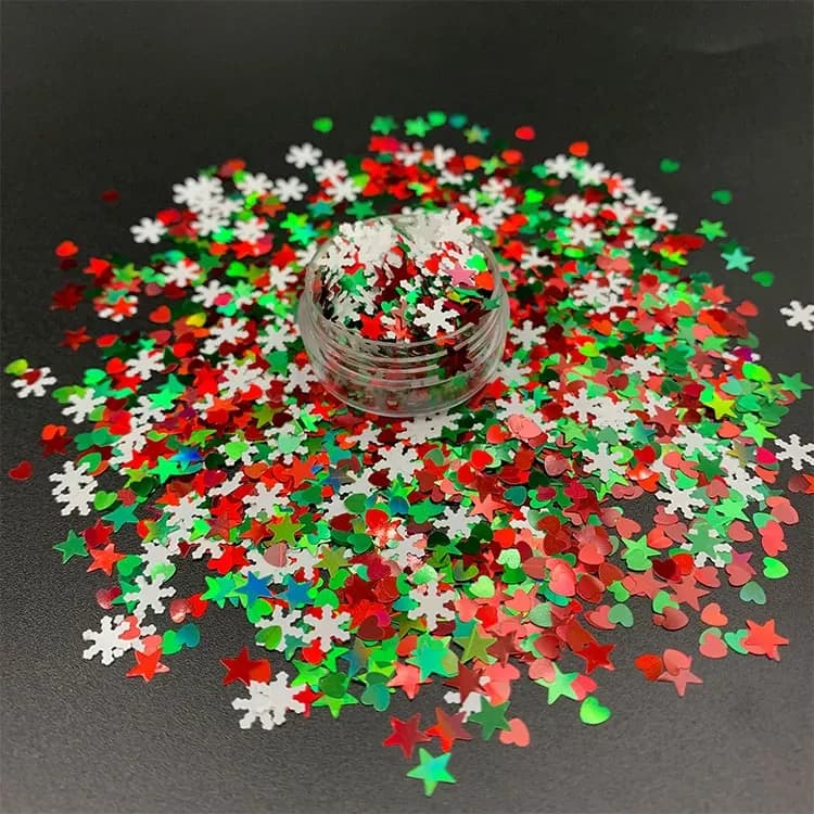 Glitter Supplier Customizes New Arrival Wholesale Christmas Style Polyester Mix Shaped Holographic Chunky Glitter In Bulk Formulation
