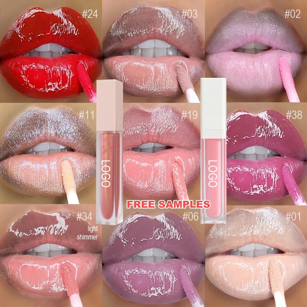 Glitter Supplier Customizes Wholesale Vegan Glossy Lipgloss Waterproof Longlasting Glitter Lipgloss Formulation