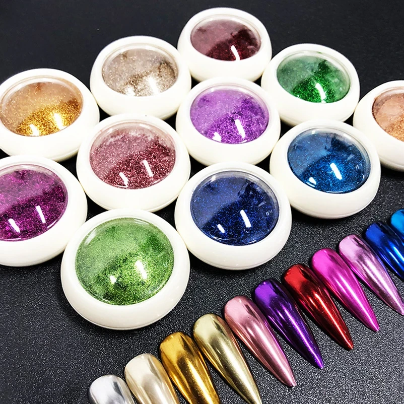 MLM Glitter Supplier Customizes Global Bestselling Luxury 16-color Ultra Bright Mirror Effect Magic Mirror Powder For Nail Art Glitter